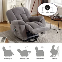 Elderly Recliner Chair with Heat, Massage, Usb (Grey)