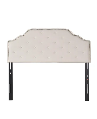 Streamdale Furniture Contemporary Button-Tufted Upholstered Headboard with Nailhead Accents