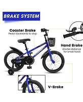 Streamdale Furniture Safe Kids' Bike with Brakes, Tires, Frame, Pedals, Reflectors, Basket, Easy Assembly