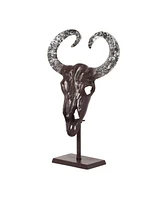 Bronze Handcrafted Aluminum Bull Skull Decor with Stand