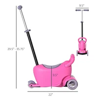 Streamdale Furniture 3-in-1 Adjustable Kids Scooter Push Walker, Slide Car, and Scooter