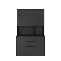 74" Modern Freestanding Kitchen Buffet with Hutch and Charging Ports