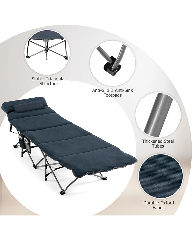 Slickblue Folding Retractable Travel Camping Cot with Mattress and Carry Bag