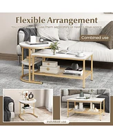 Slickblue Set of 2 Nesting Coffee Table with Extra Storage Shelf for Living Room