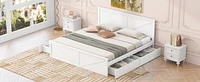 King Size Wooden Platform Bed with Four Storage Drawers and Support Legs, Gray