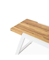 Modern Acacia Wood Slat-Top Picnic Dining Set