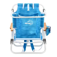 5-Position Beach Chair with Towel, Rubberwood Handrails & Cup Holder