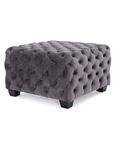 Modern Velvet Glam Ottoman with Diamond Stitching