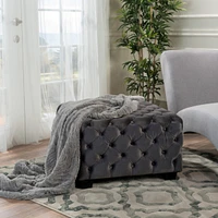 Modern Velvet Glam Ottoman with Diamond Stitching