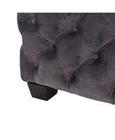 Streamdale Furniture Modern Velvet Glam Ottoman with Diamond Stitching