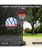 Slickblue Adjustable Kids' Basketball Hoop Stand with Durable Net and Wheel