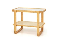 Slickblue 2-tier Side Table with Glass Top-Natural