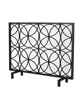 Streamdale Furniture Geometric Iron Fireplace Screen with Single Overlapping Panel