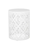 Airy Modern Side Table with Iron Cut Floral Design