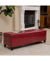 Gloster Red Pu Leather Storage Ottoman 50"D x 51"W x 16"H