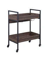 Simplie Fun Jerrick Serving Cart, Walnut & Black Finish