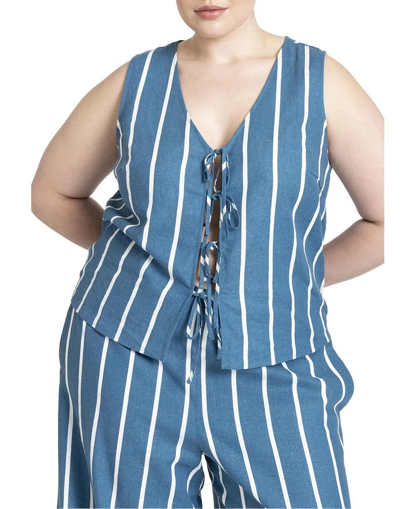 Eloquii Plus Linen-Blend Dainty Tie Vest Top