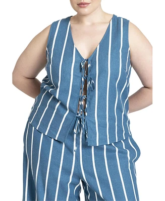 Eloquii Plus Linen-Blend Dainty Tie Vest Top