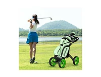 Slickblue 4 Wheel Golf Push Cart with Brake Scoreboard Adjustable Handle