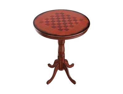 Slickblue 42 Inch Wooden Round Pub Pedestal Side Table with Chessboard