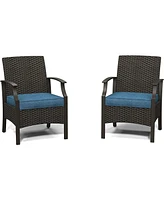 Mondawe Wicker Formal Dinning Chair With Cushions Metal Frame (Set of 2)