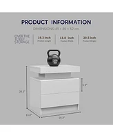 Modern Decorative Adjustable Led Nightstand with Open Shelf and Drawers