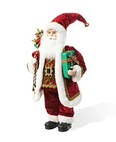 Glitzhome 18 H Christmas Traditional Santa Figurine with Porcelain Face