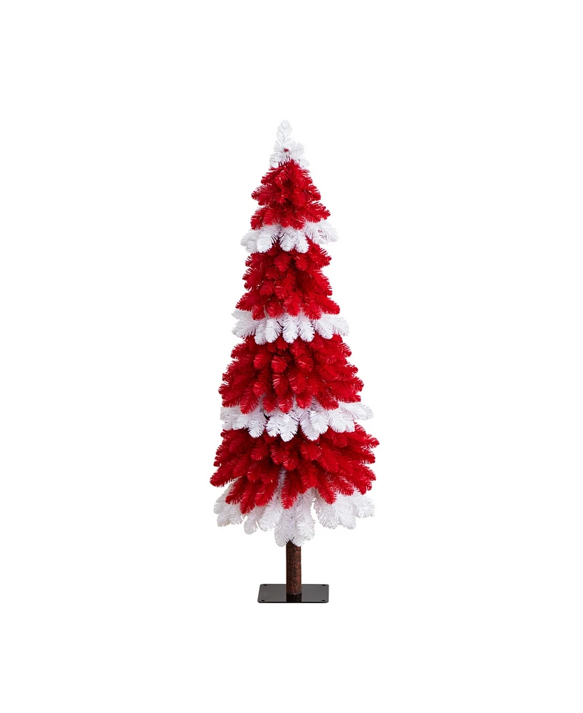 Nearly Natural 5ft. Pre-Lit Artificial Peppermint Christmas Tree with 150 Microdot Led Lights