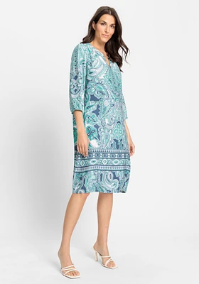 Olsen Women's 3/4 Sleeve Paisley Tunic Dress