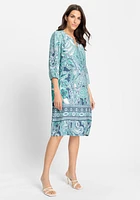 Olsen 3/4 Sleeve Paisley Tunic Dress