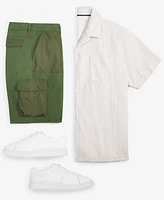 Sun + Stone Men's Textured Chevron Knit Short Sleeve Button-Front Camp Shirt, Created for Macy's