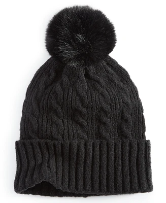 Style & Co Solid Color Pom-Pom Cable Knit Beanie, Created for Macy's