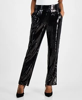 I.n.c. International Concepts Petite Sequin-Embellished Straight-Leg Pants, Created for Macy's