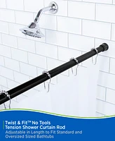 Kenney Twist Fit No Tools Shower Curtain Rod, 42-72"