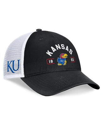 Top of the World Men's Black/White Kansas Jayhawks Free Kick Trucker Adjustable Hat