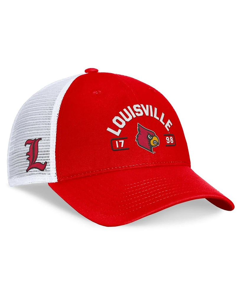 Top of the World Men's Red/White Louisville Cardinals Free Kick Trucker Adjustable Hat