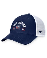 Fanatics Men's Navy/White Columbus Blue Jackets Free Kick Trucker Adjustable Hat