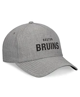 Fanatics Signature Men's Heather Gray Boston Bruins Elements A-Frame Leather Strap back Hat