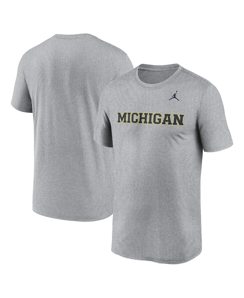 Jordan Men's Heather Gray Michigan Wolverines Primetime Legend Wordmark T-Shirt