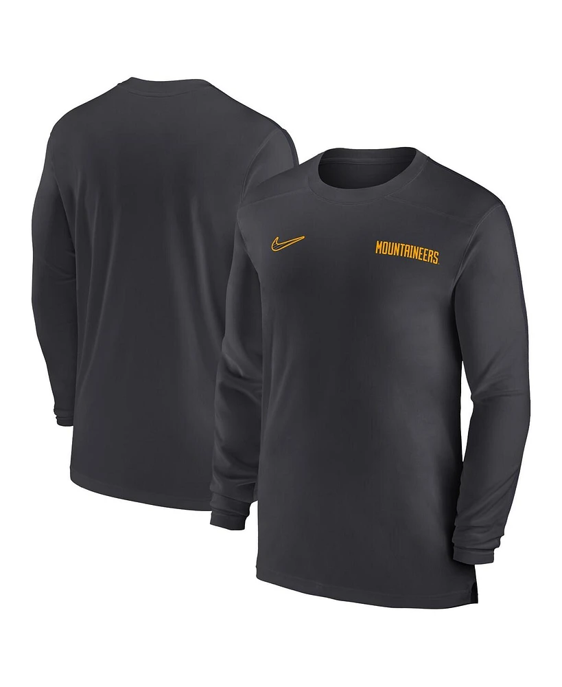 Nike Men's Anthracite West Virginia Mountaineers 2024 Sideline Coach Uv Performance Long Sleeve T-Shirt