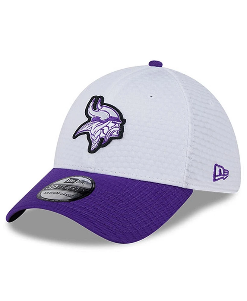 New Era Men's White/Purple Minnesota Vikings 2024 Nfl Training Camp 39THIRTY Flex Hat