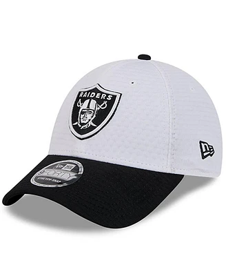 New Era Men's White/Black Las Vegas Raiders 2024 Nfl Training Camp 9FORTY Adjustable Hat