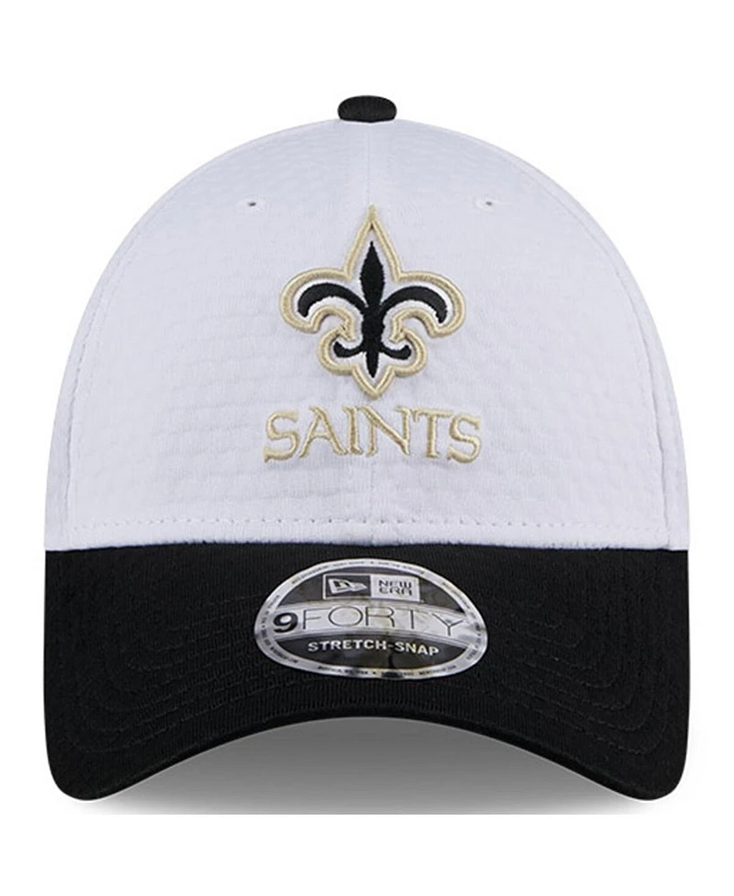 New Era Men's White/Black New Orleans Saints 2024 Nfl Training Camp 9FORTY Adjustable Hat