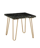 Simplie Fun Telestis End Table in Black Marble & Gold