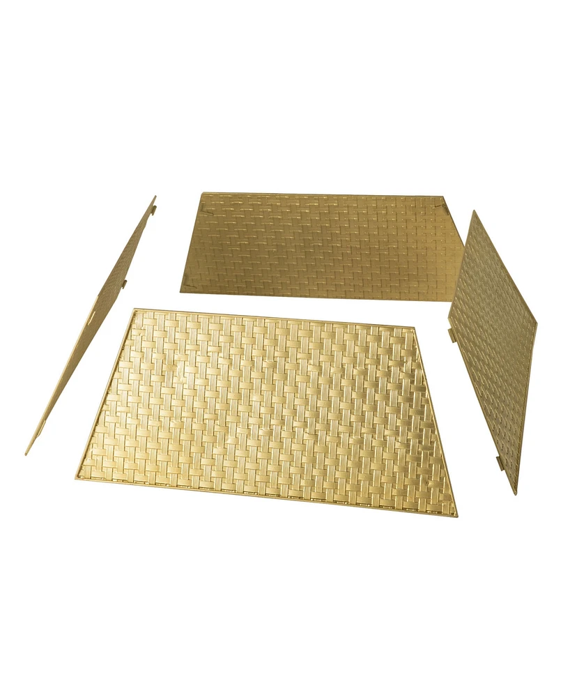 Glitzhome 25.75 L Trapezoid Gold Metal Weave Tree Collar