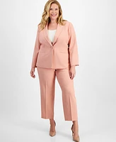 Le Suit Plus Notch-Collar One-Button Pantsuit