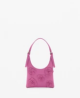 Mango Women's Flowers Detail Leather Shoulder Bag