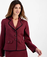 Le Suit Women's Contrast Trim Printed Skirt Suit, Regular & Petite