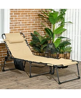 Streamdale Furniture Breathable Mesh Sun Lounger with Adjustable Backrest and Storage