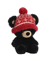 Aurora Medium Baby Bear Bucky Holiday Festive Plush Toy Black 11"